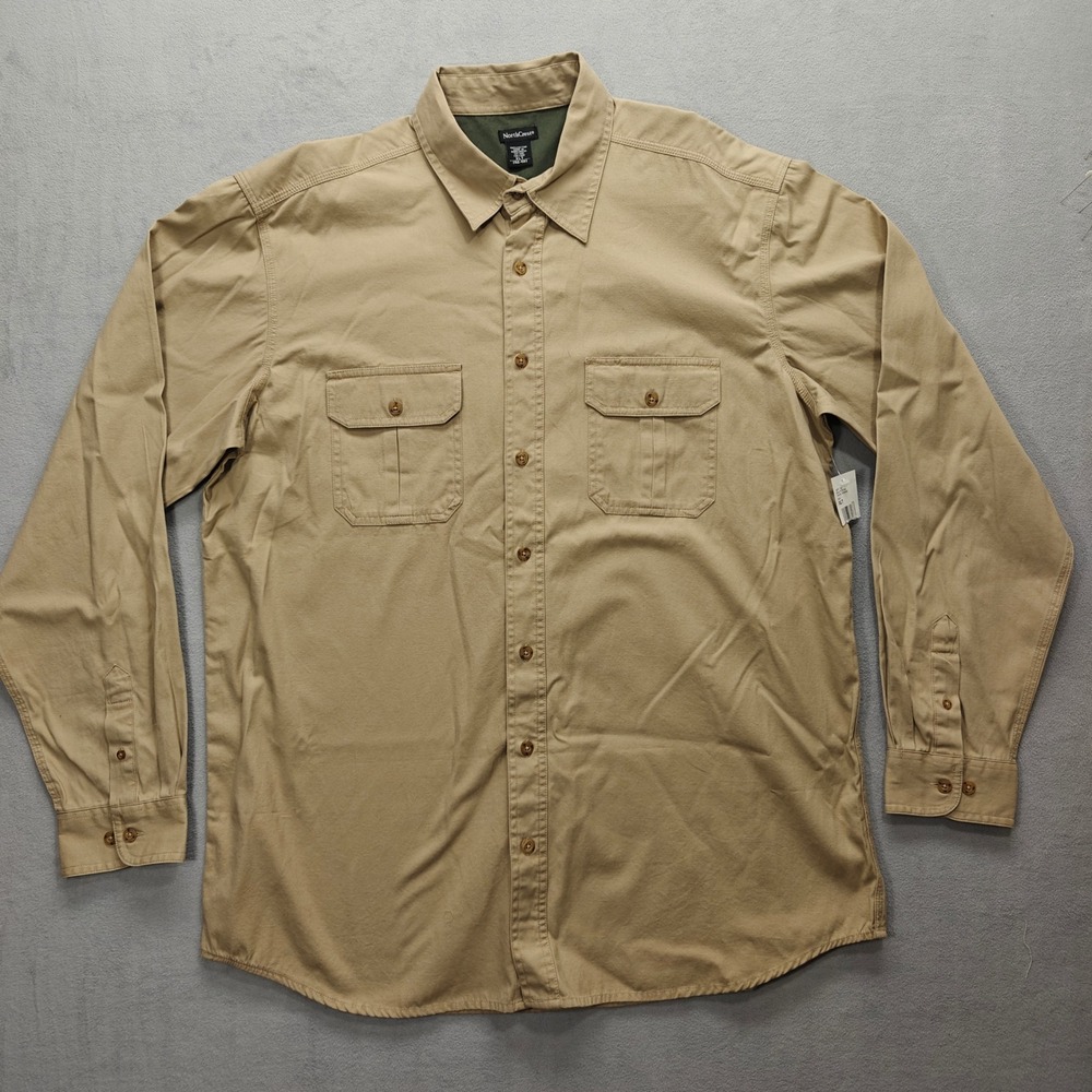 Northcrest Button Up Shirt Mens XLT NWT Cotton Long Sleeve Cotton Casual Outdoor